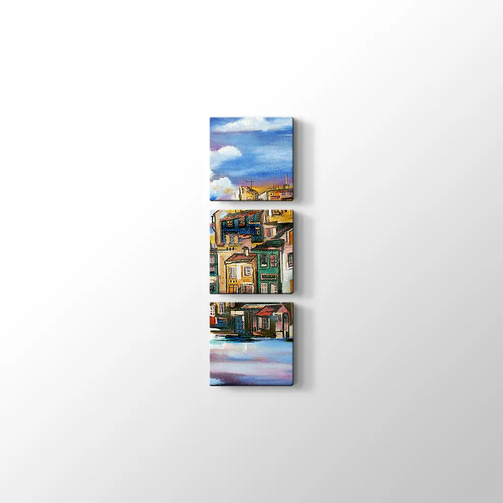 Renkli Evler Kanvas Tablo