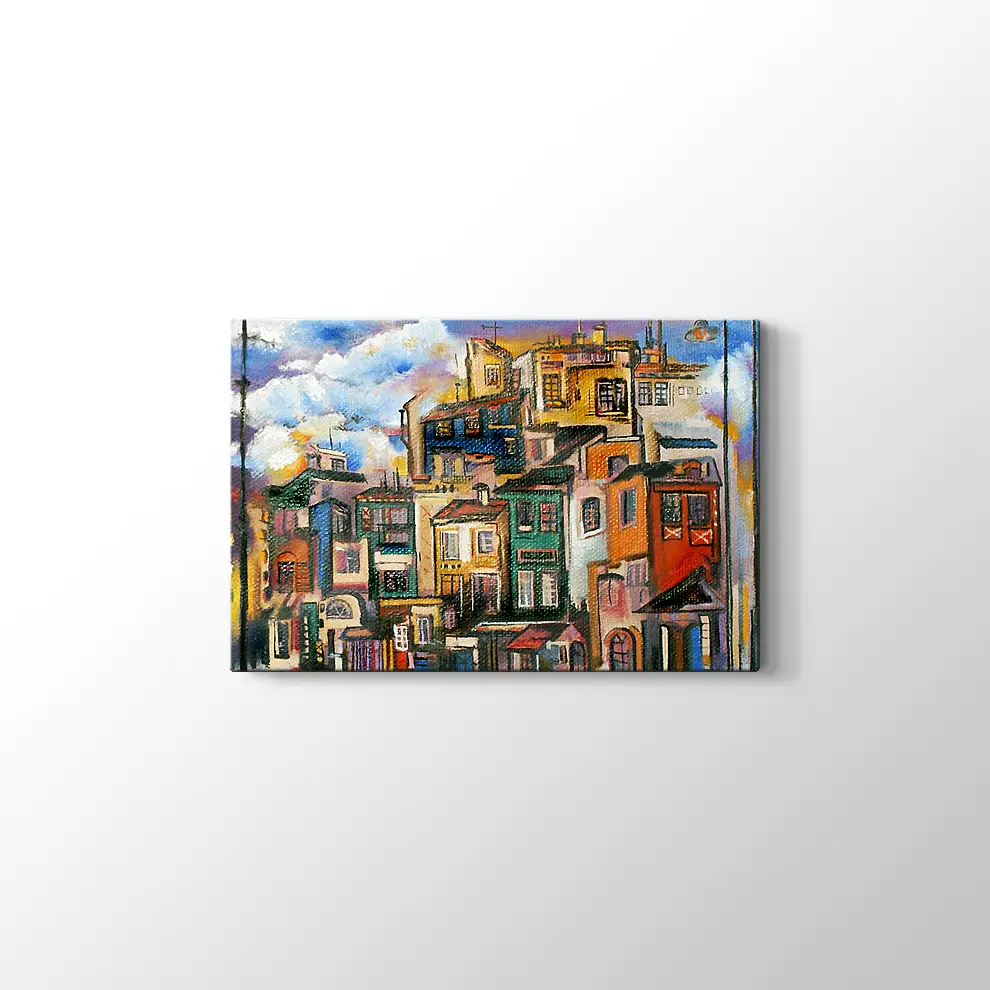 Renkli Evler Kanvas Tablo