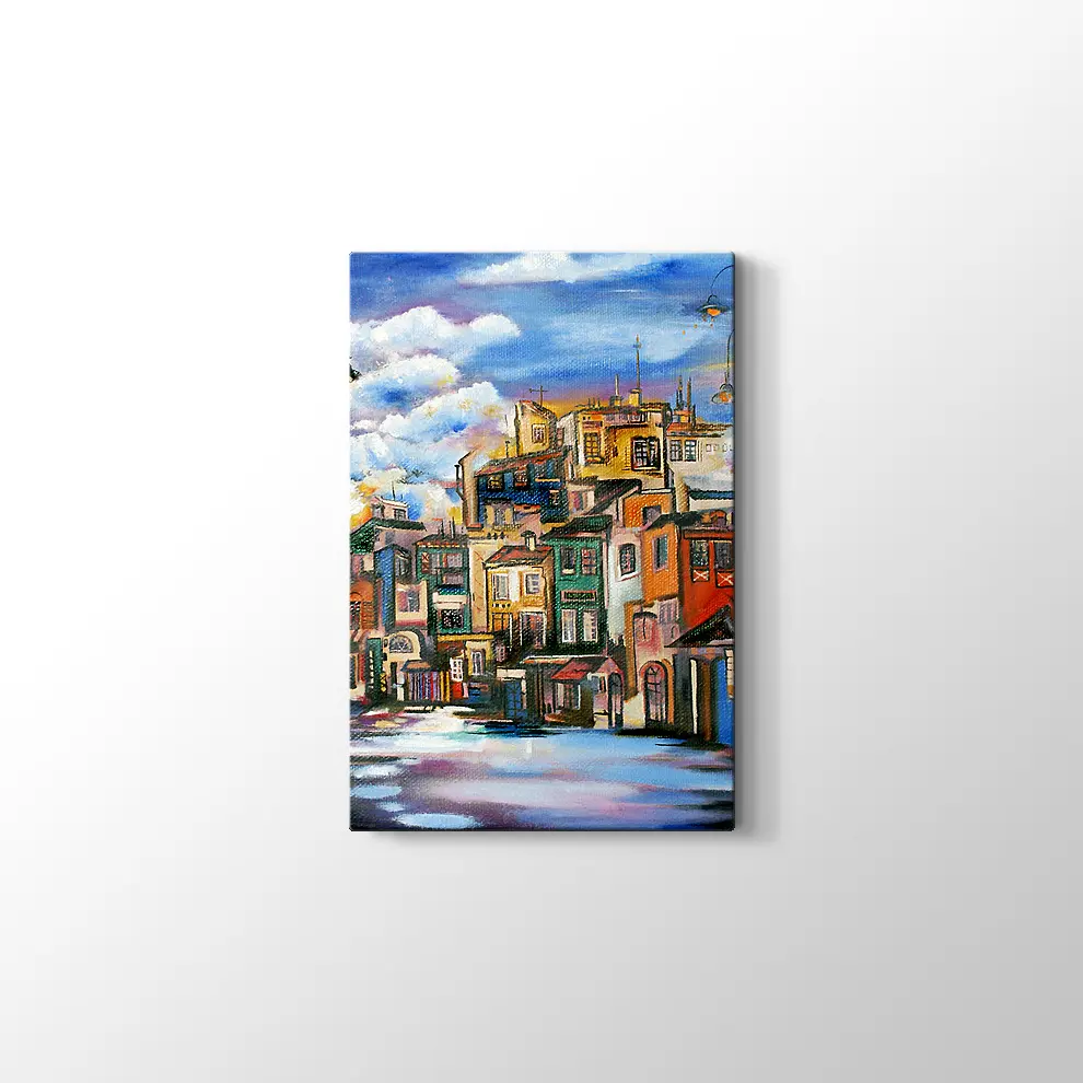 Renkli Evler Kanvas Tablo