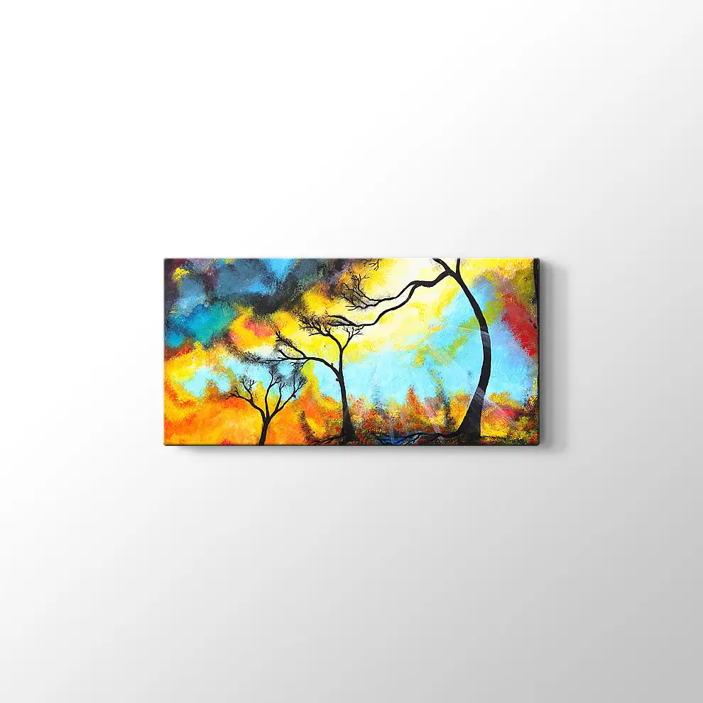 Parlak Renkler ve Ağaçlar Kanvas Tablo