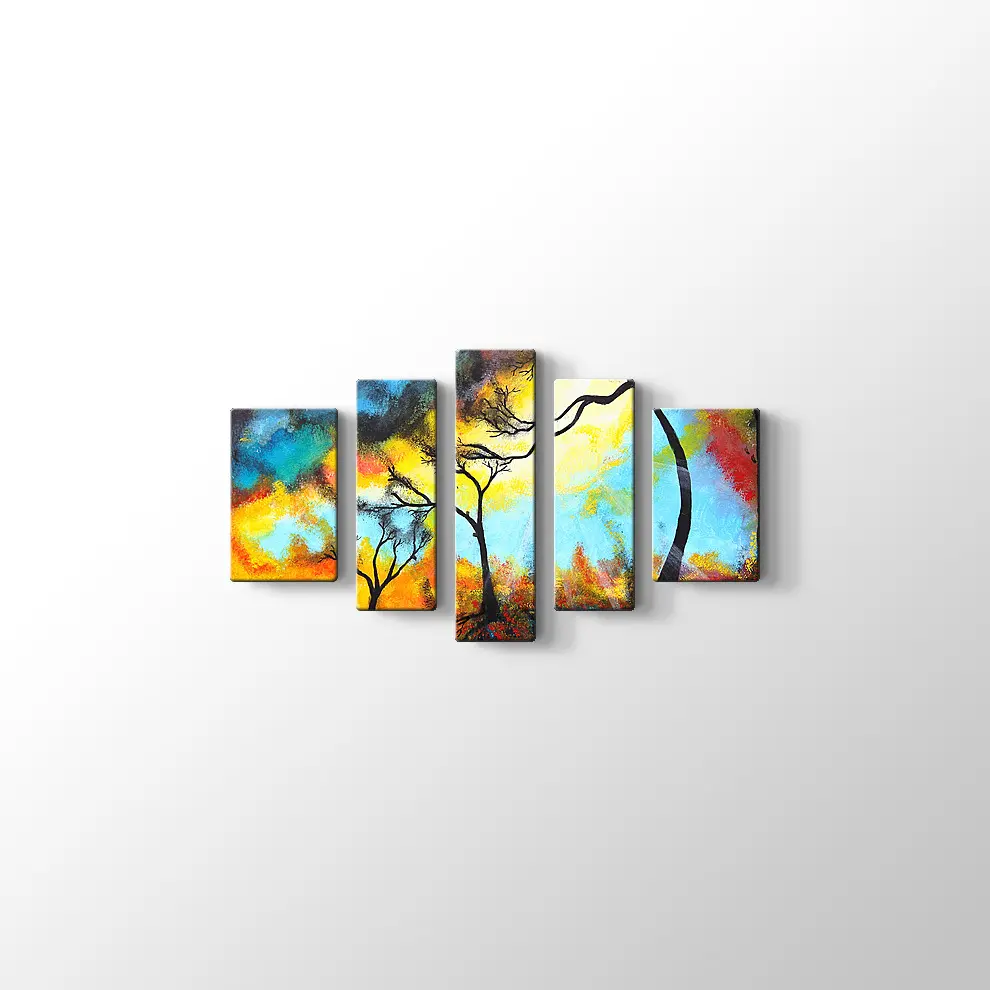 Parlak Renkler ve Ağaçlar Kanvas Tablo