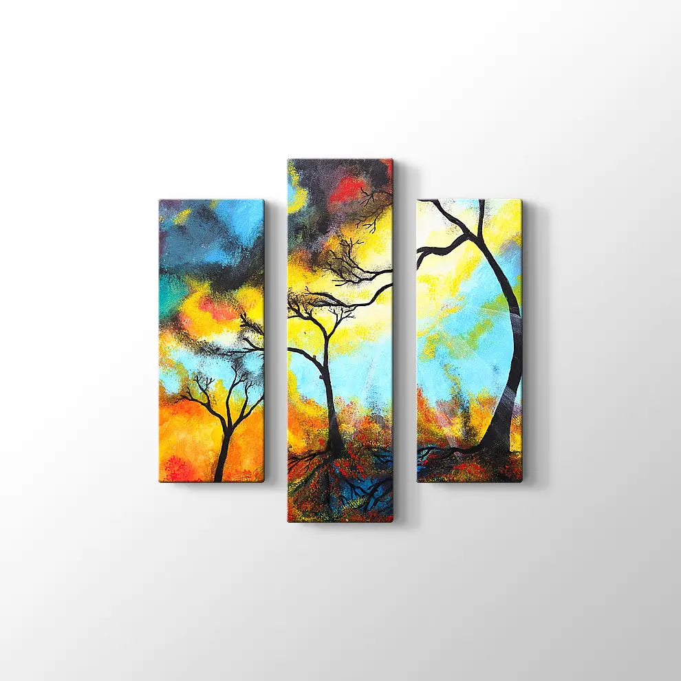 Parlak Renkler ve Ağaçlar Kanvas Tablo