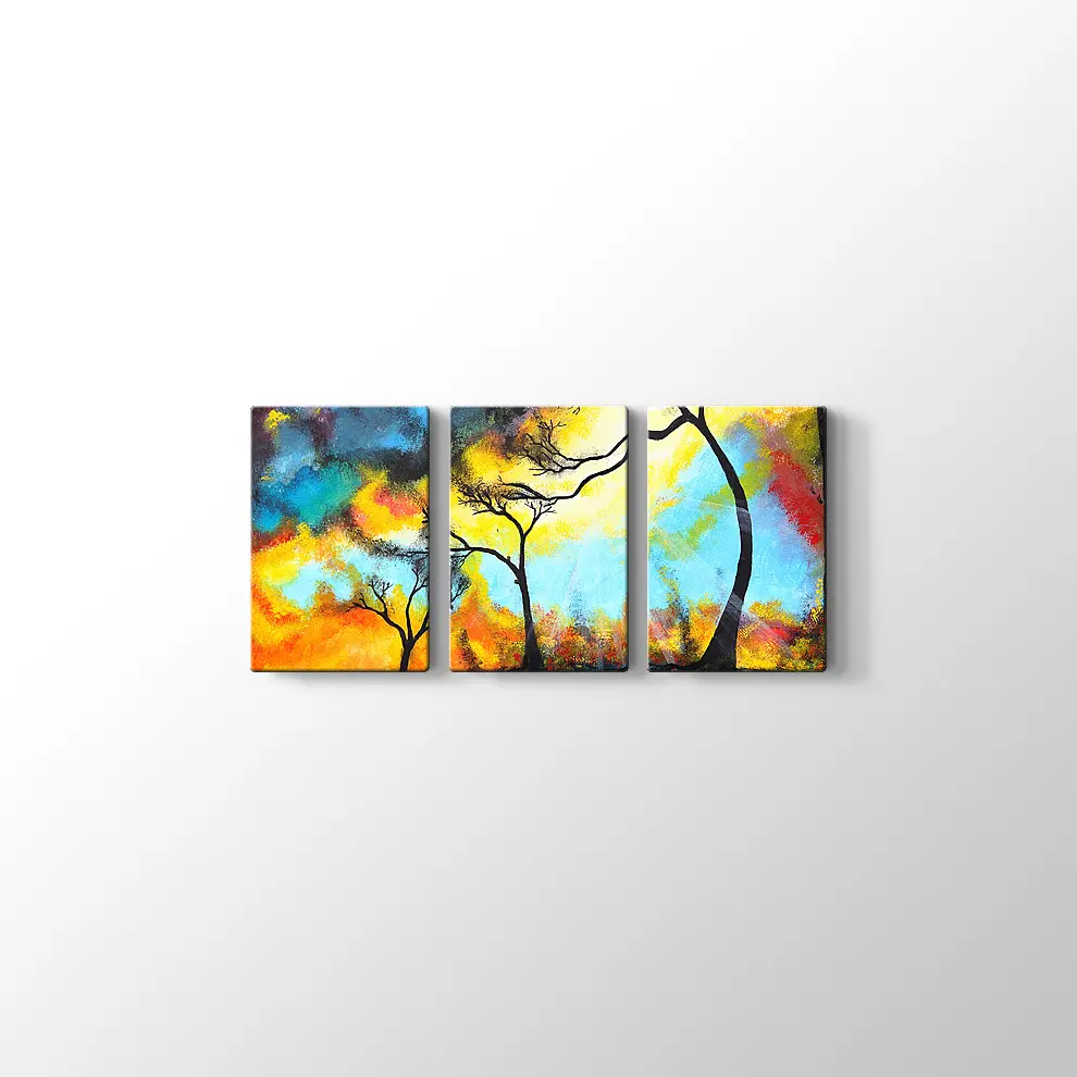 Parlak Renkler ve Ağaçlar Kanvas Tablo
