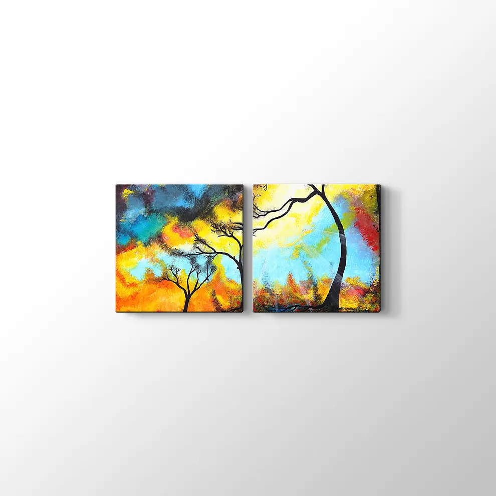 Parlak Renkler ve Ağaçlar Kanvas Tablo