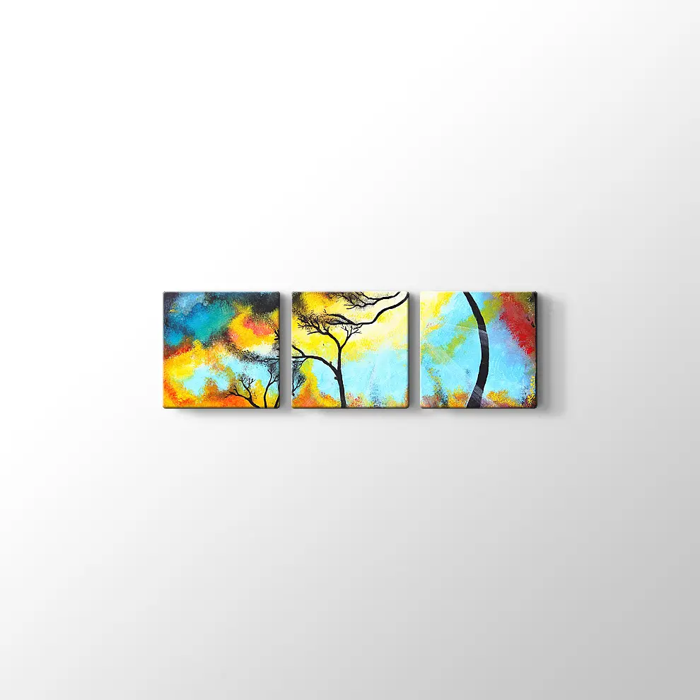 Parlak Renkler ve Ağaçlar Kanvas Tablo
