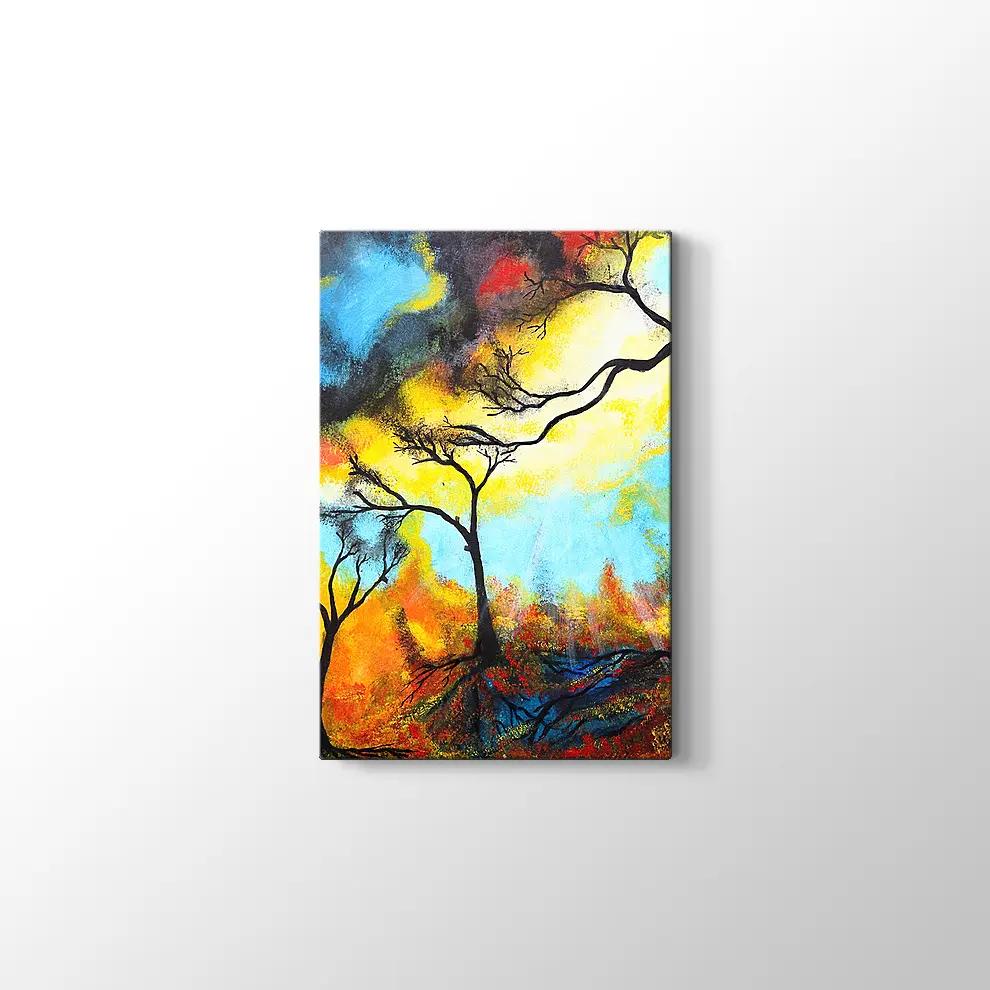 Parlak Renkler ve Ağaçlar Kanvas Tablo