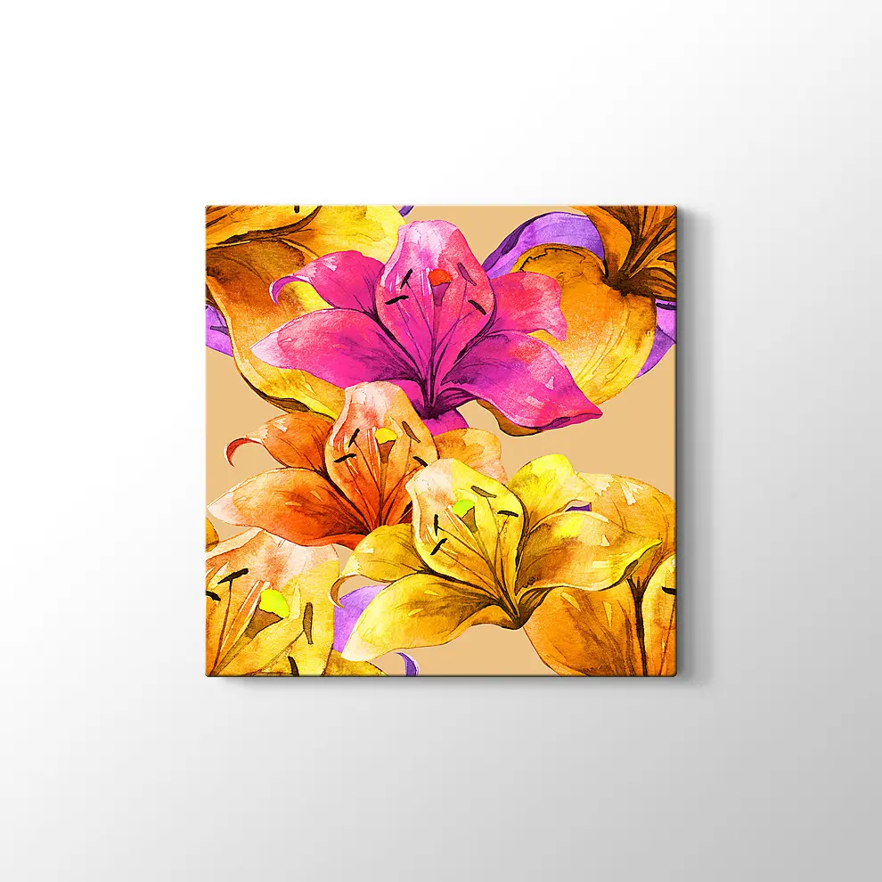 El Yapımı Lily Çiçekler Kanvas Tablo