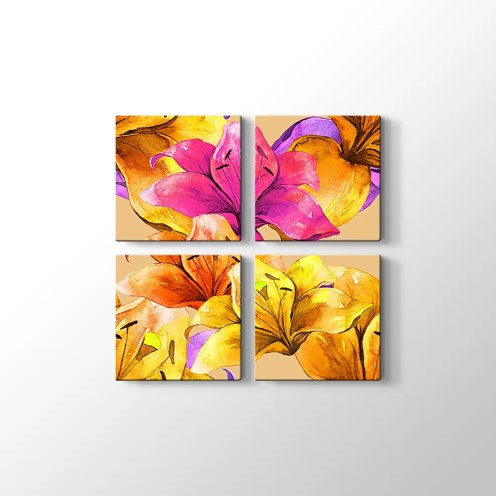 El Yapımı Lily Çiçekler Kanvas Tablo