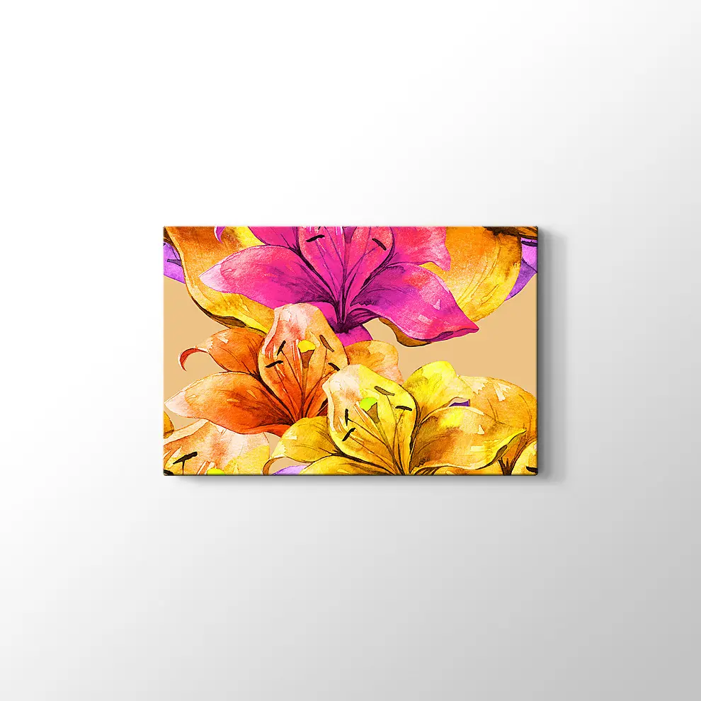 El Yapımı Lily Çiçekler Kanvas Tablo