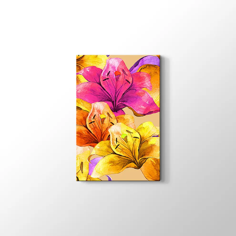 El Yapımı Lily Çiçekler Kanvas Tablo