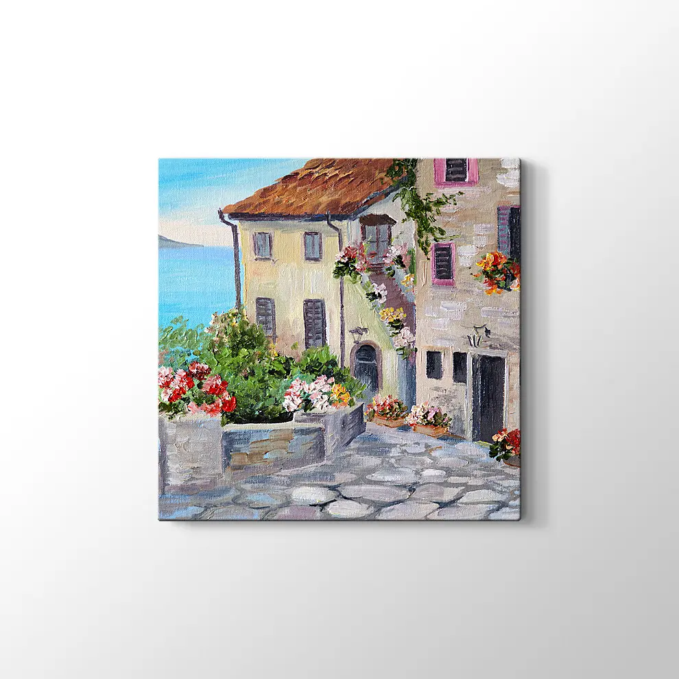 Sahil Kasabasında Yaz Kanvas Tablo