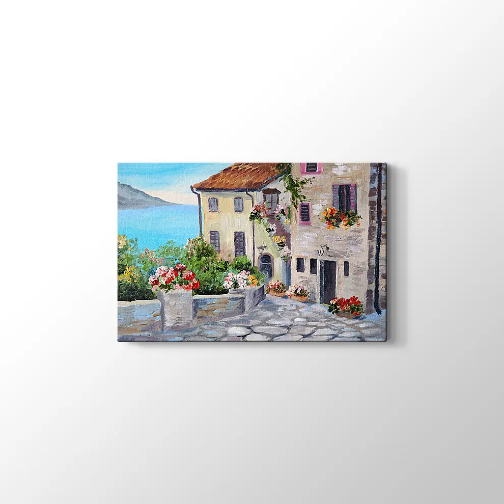 Sahil Kasabasında Yaz Kanvas Tablo