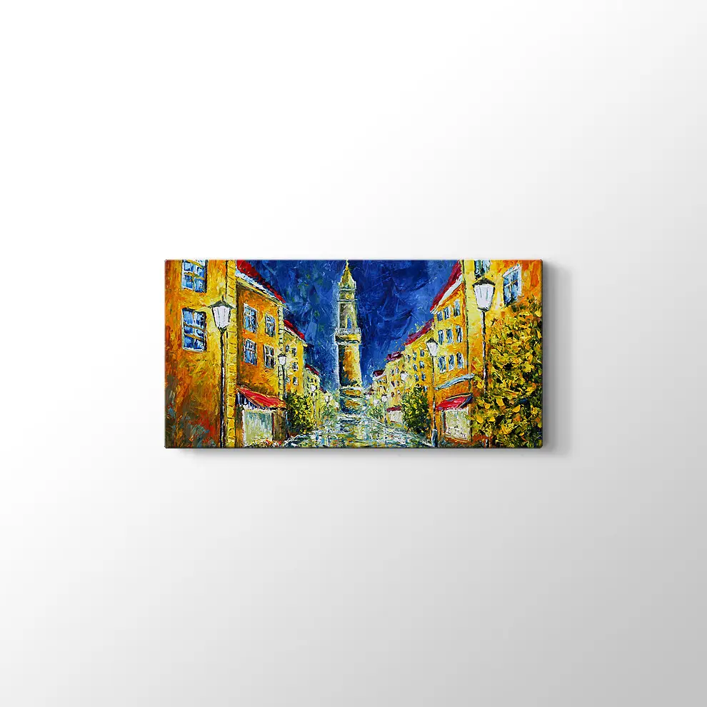 Yağmurlu Gece ve Boş Sokaklar Kanvas Tablo