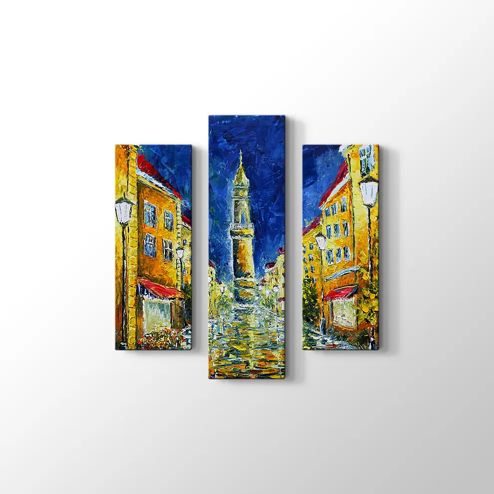 Yağmurlu Gece ve Boş Sokaklar Kanvas Tablo