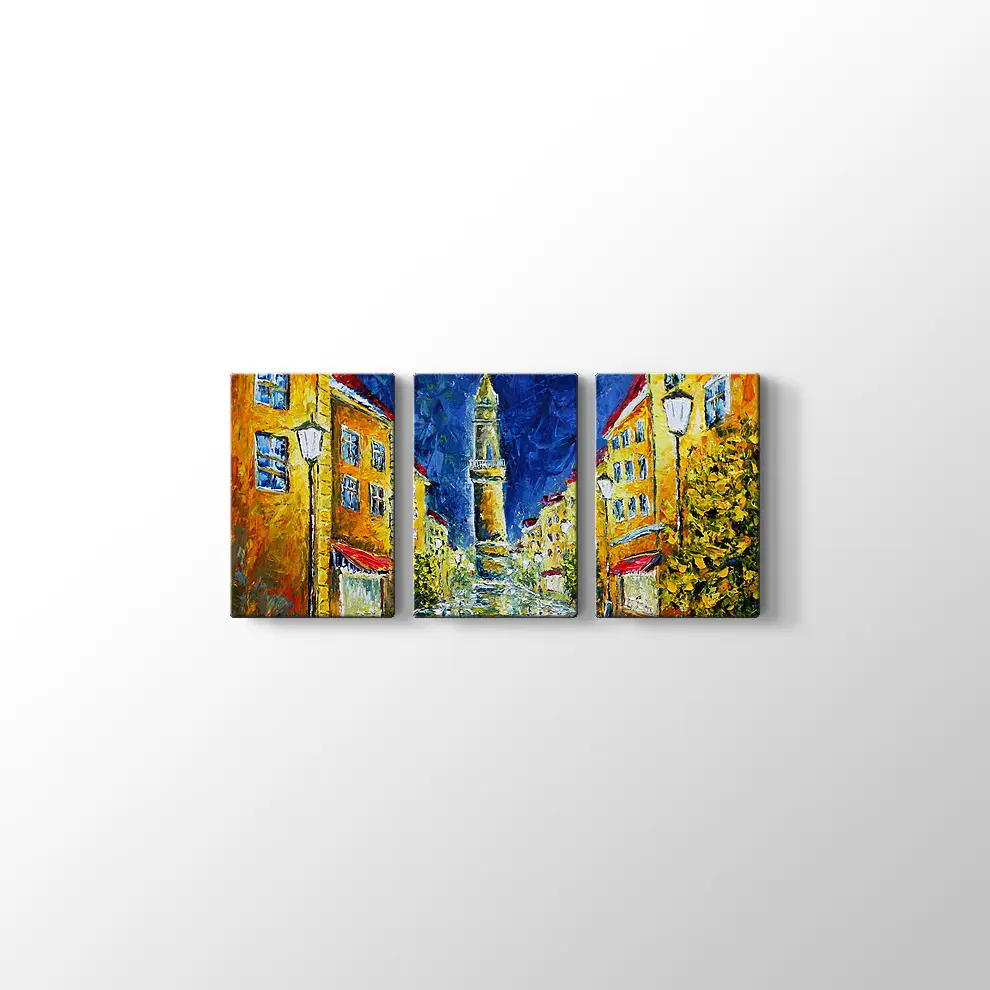 Yağmurlu Gece ve Boş Sokaklar Kanvas Tablo