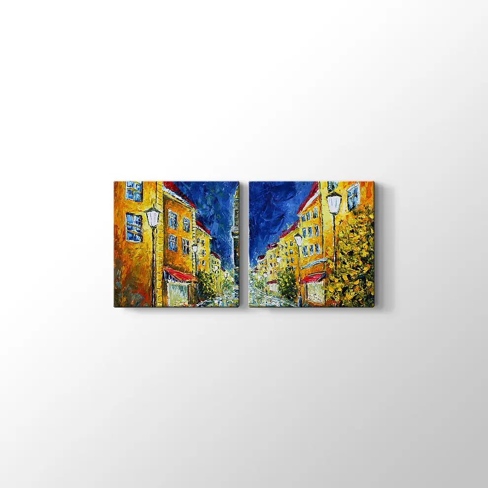 Yağmurlu Gece ve Boş Sokaklar Kanvas Tablo