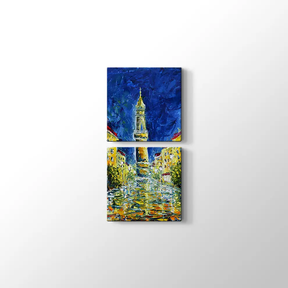 Yağmurlu Gece ve Boş Sokaklar Kanvas Tablo