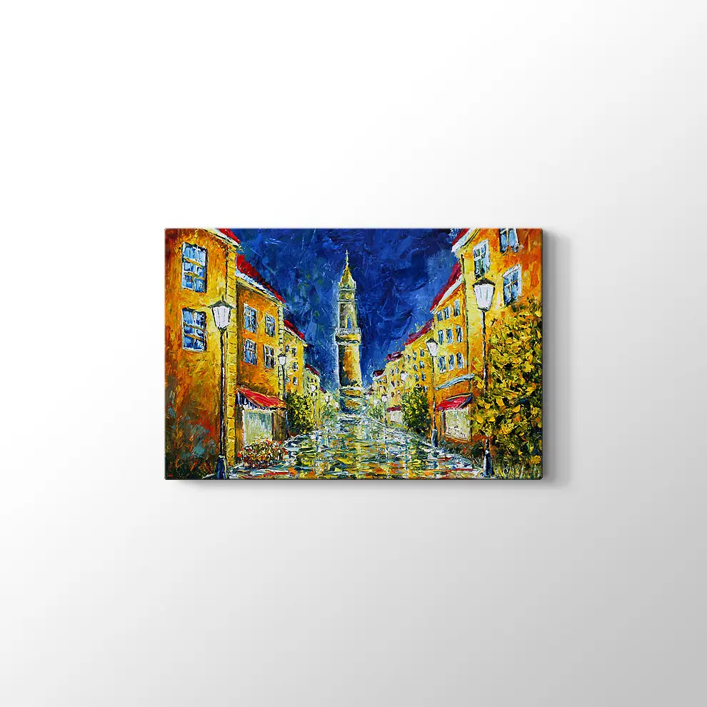 Yağmurlu Gece ve Boş Sokaklar Kanvas Tablo