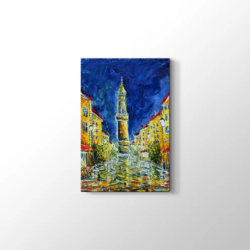 Yağmurlu Gece ve Boş Sokaklar Kanvas Tablo