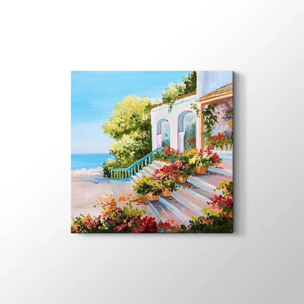 Sahil Kasabası Kanvas Tablo