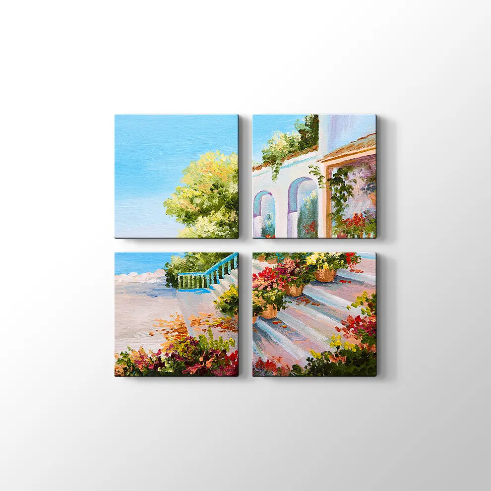 Sahil Kasabası Kanvas Tablo