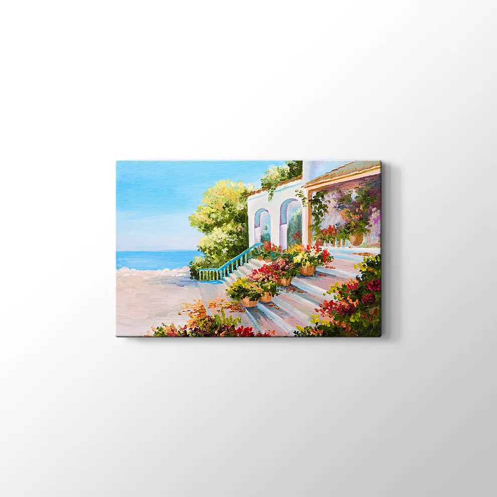 Sahil Kasabası Kanvas Tablo