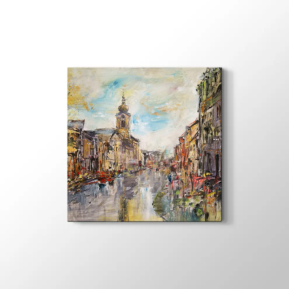 Yağmur ve Şehir Kanvas Tablo