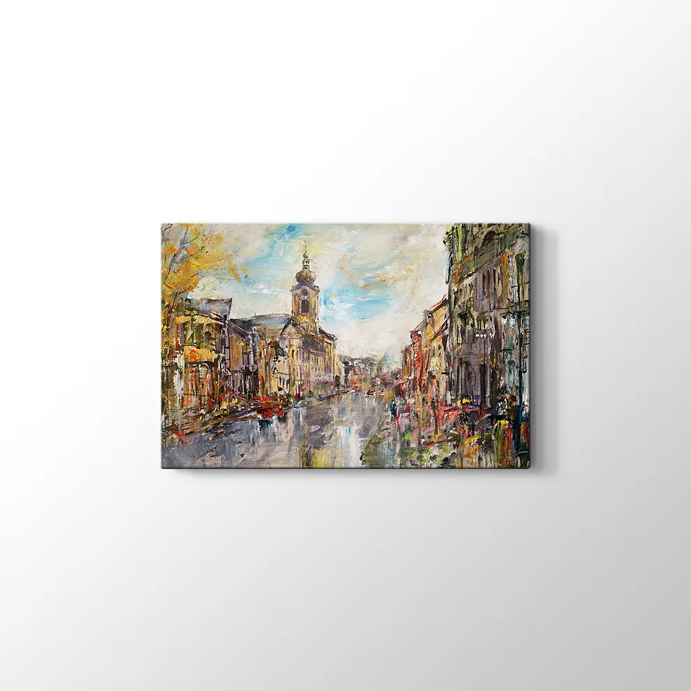 Yağmur ve Şehir Kanvas Tablo