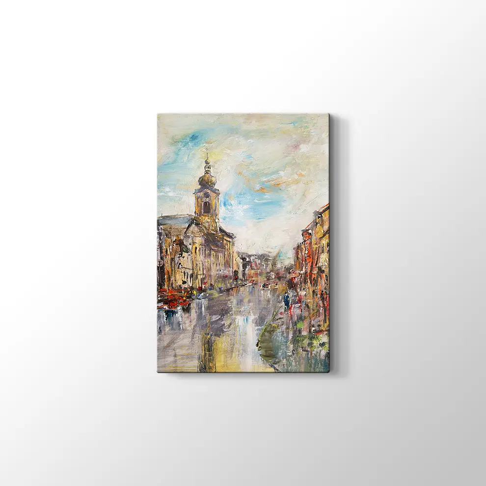 Yağmur ve Şehir Kanvas Tablo