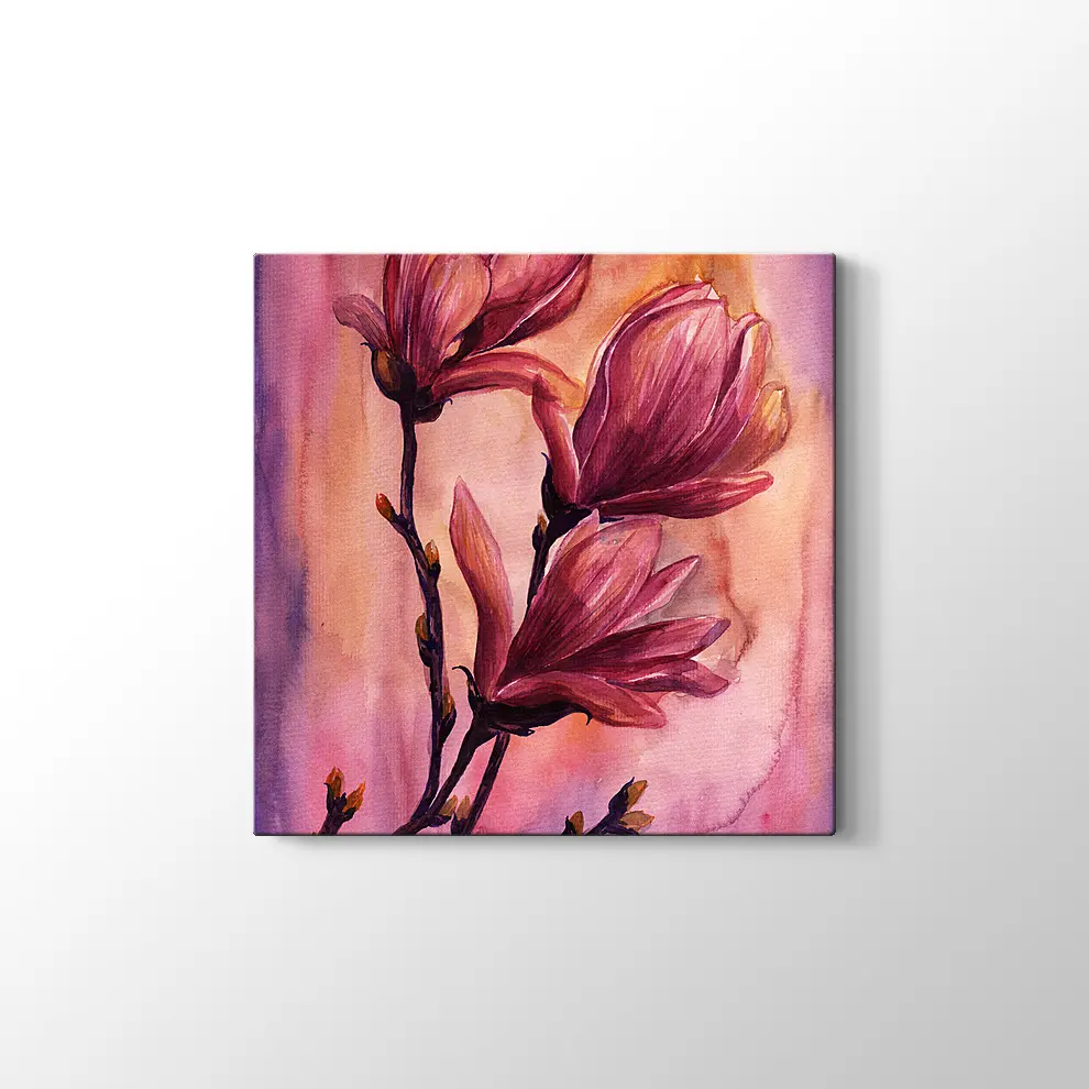 Suluboya Çiçekler Kanvas Tablo