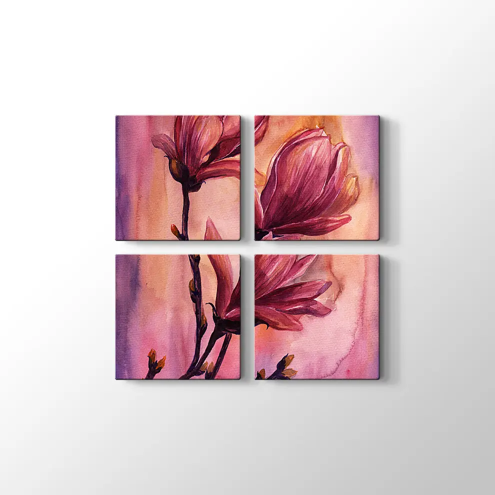 Suluboya Çiçekler Kanvas Tablo