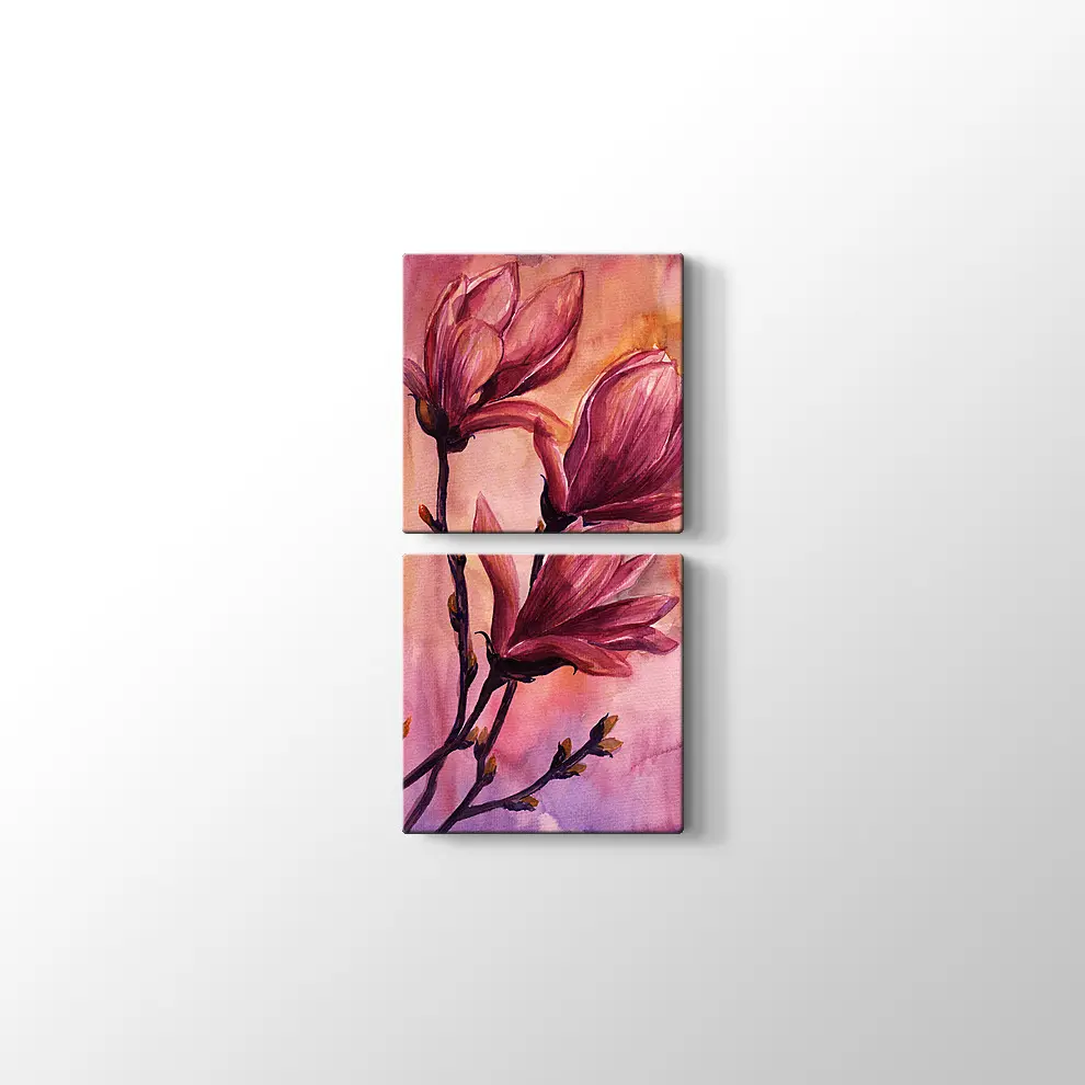 Suluboya Çiçekler Kanvas Tablo