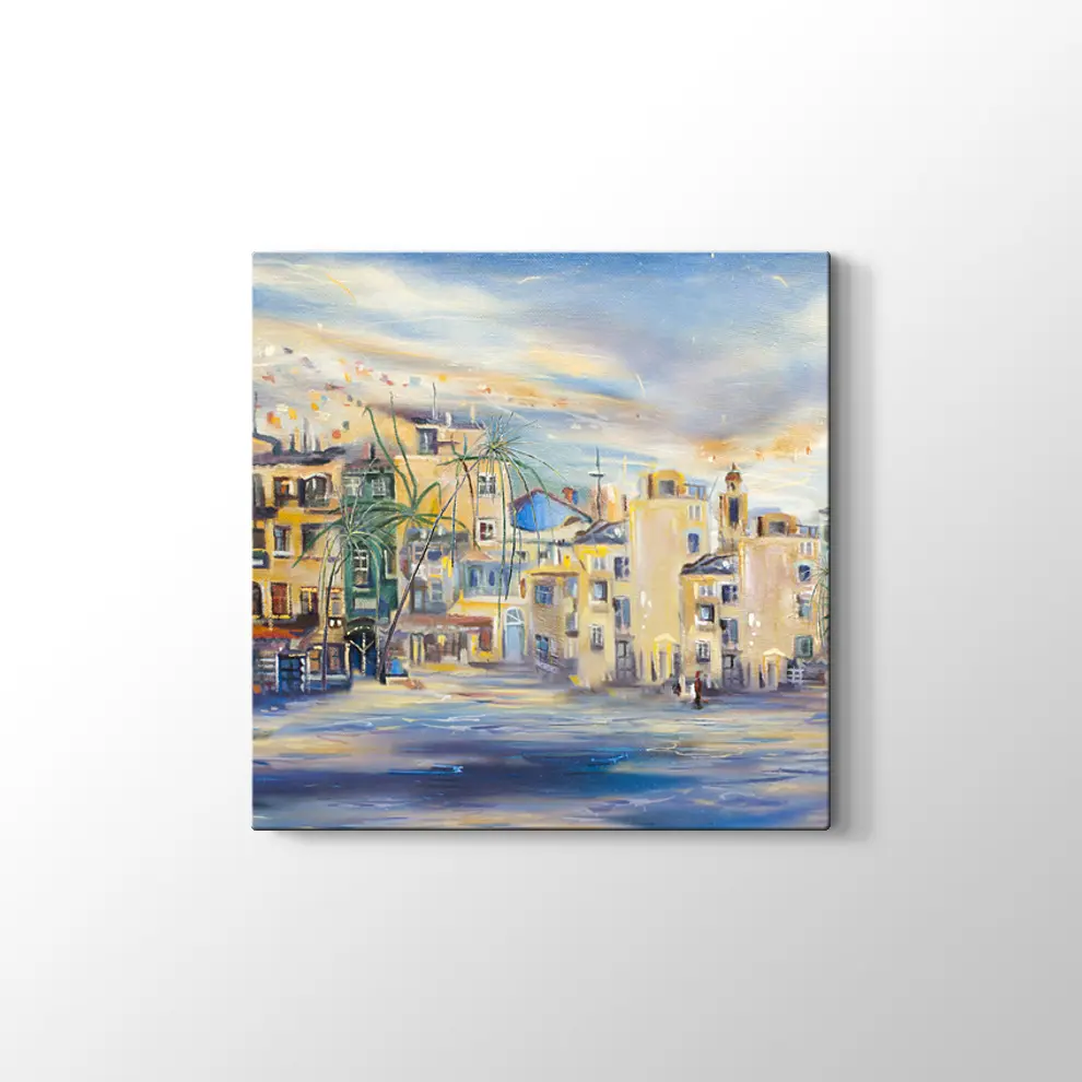 Deniz Kenarındaki Kasaba Kanvas Tablo