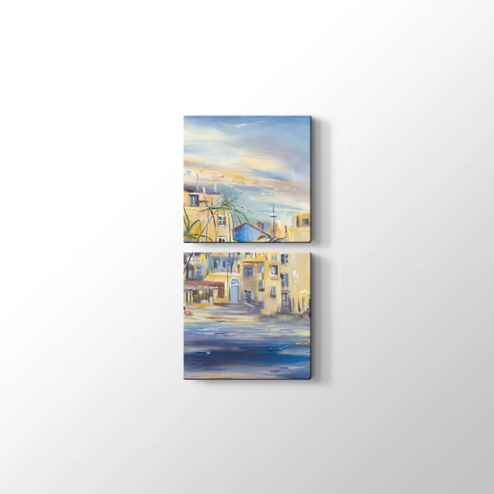 Deniz Kenarındaki Kasaba Kanvas Tablo