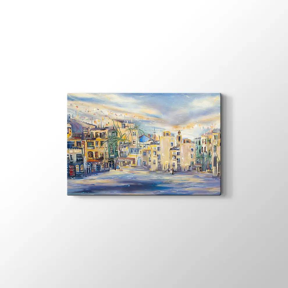 Deniz Kenarındaki Kasaba Kanvas Tablo
