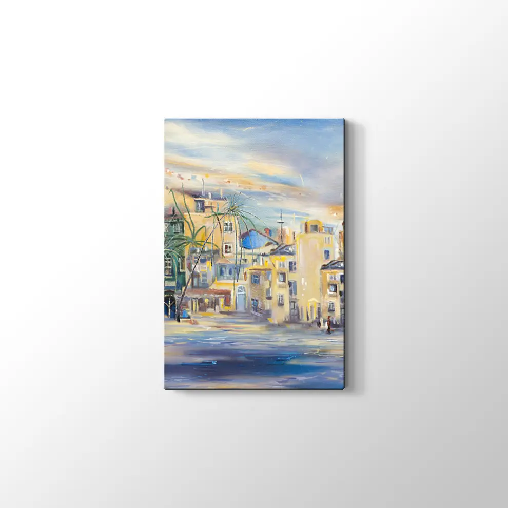 Deniz Kenarındaki Kasaba Kanvas Tablo
