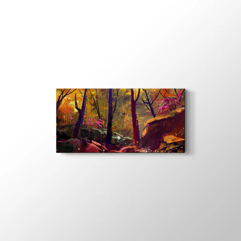 Güneş Işığı ve Sonbahar Ormanı Kanvas Tablo