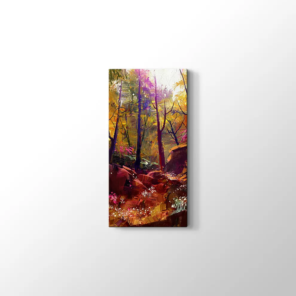 Güneş Işığı ve Sonbahar Ormanı Kanvas Tablo