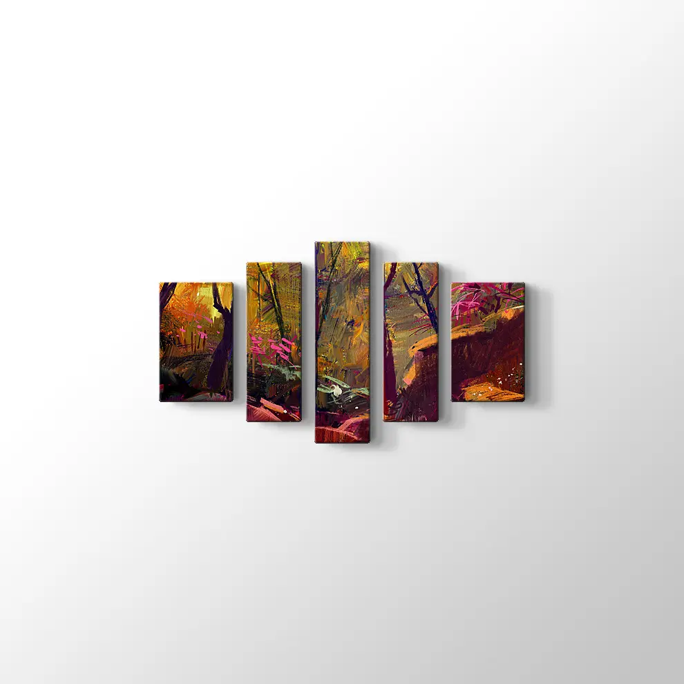 Güneş Işığı ve Sonbahar Ormanı Kanvas Tablo