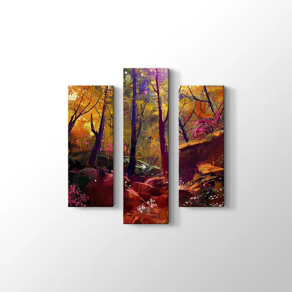 Güneş Işığı ve Sonbahar Ormanı Kanvas Tablo