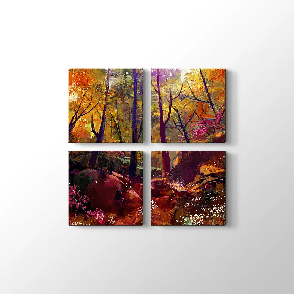 Güneş Işığı ve Sonbahar Ormanı Kanvas Tablo