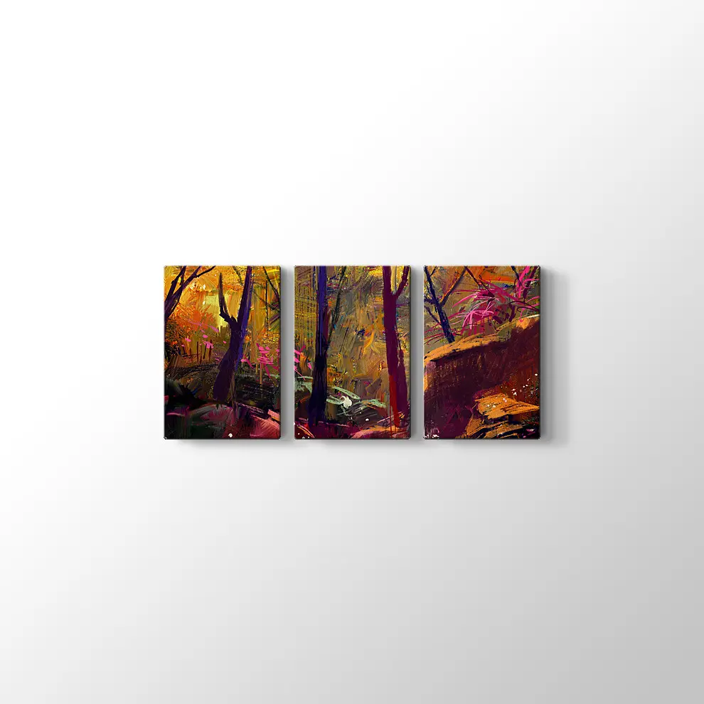 Güneş Işığı ve Sonbahar Ormanı Kanvas Tablo