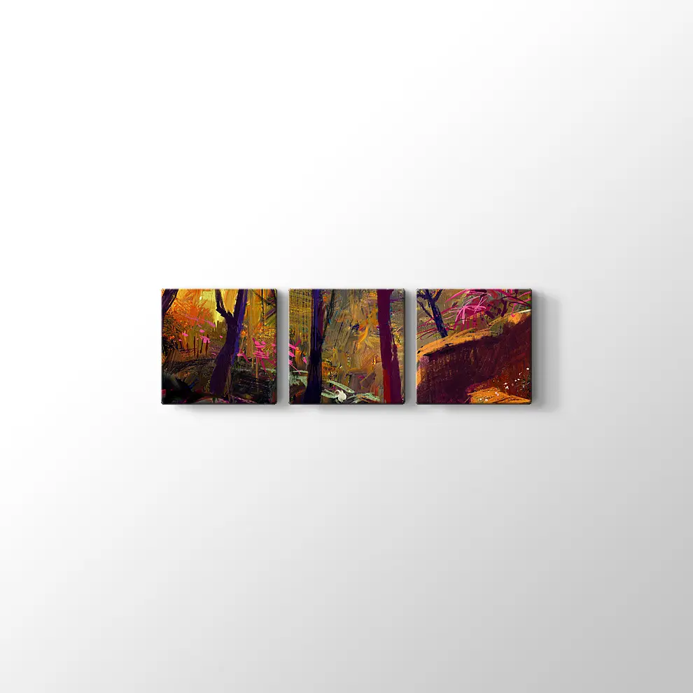 Güneş Işığı ve Sonbahar Ormanı Kanvas Tablo