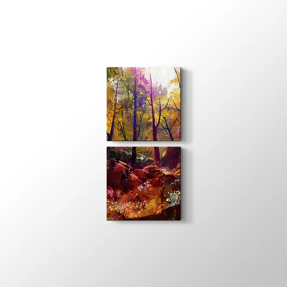 Güneş Işığı ve Sonbahar Ormanı Kanvas Tablo