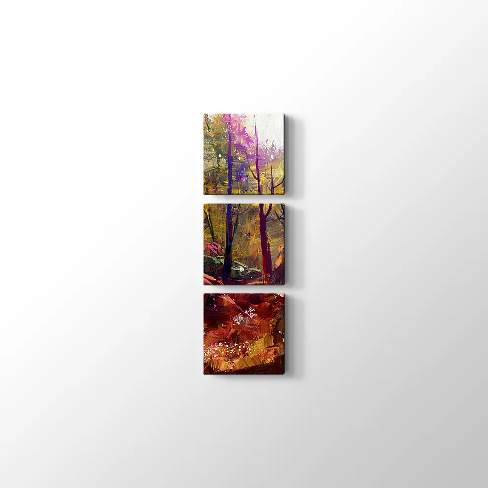 Güneş Işığı ve Sonbahar Ormanı Kanvas Tablo