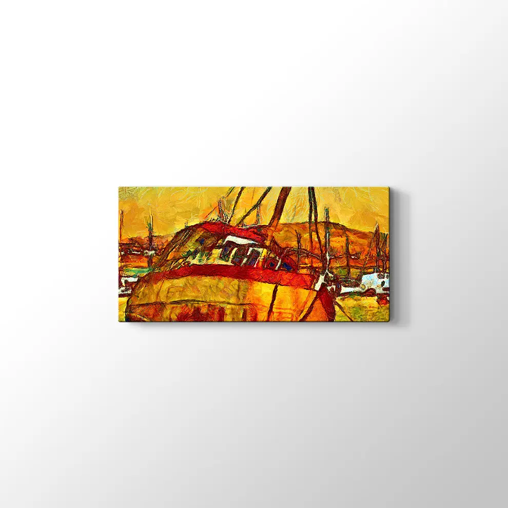 Limanda Bir Gemi Kanvas Tablo