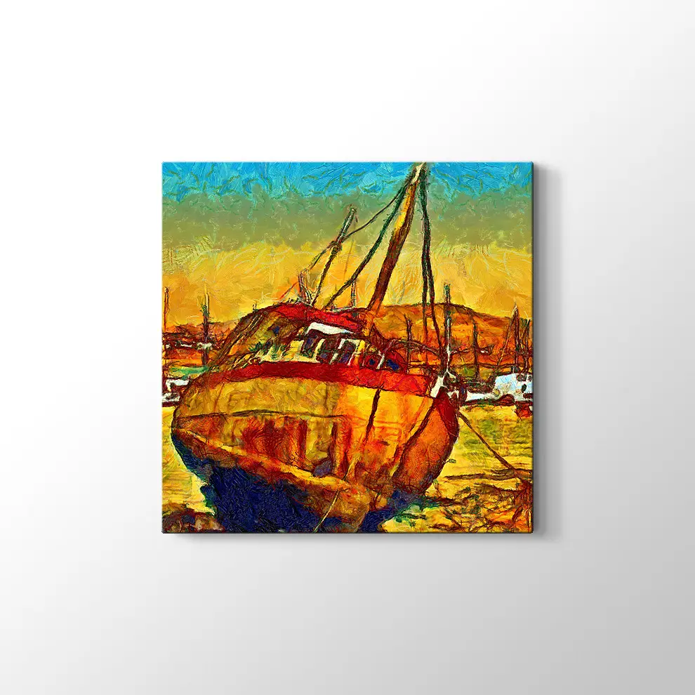 Limanda Bir Gemi Kanvas Tablo