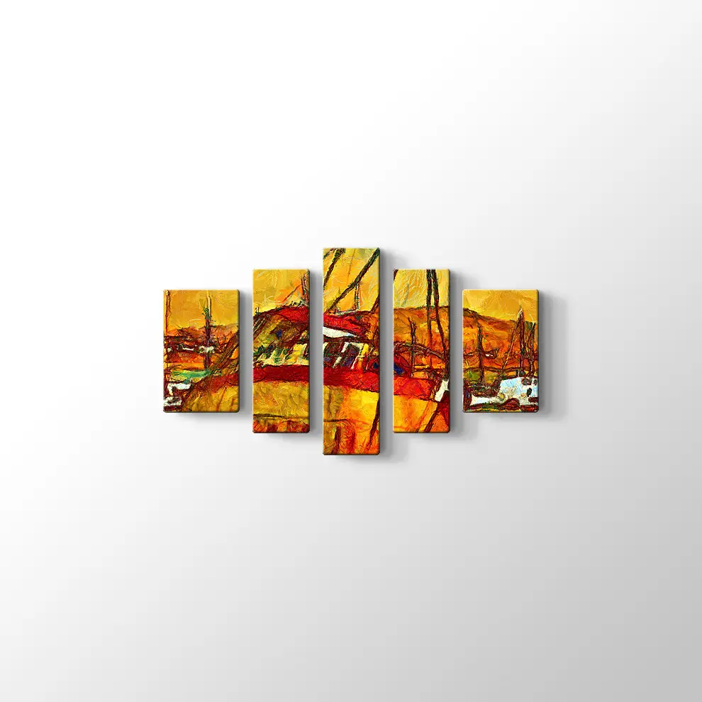Limanda Bir Gemi Kanvas Tablo
