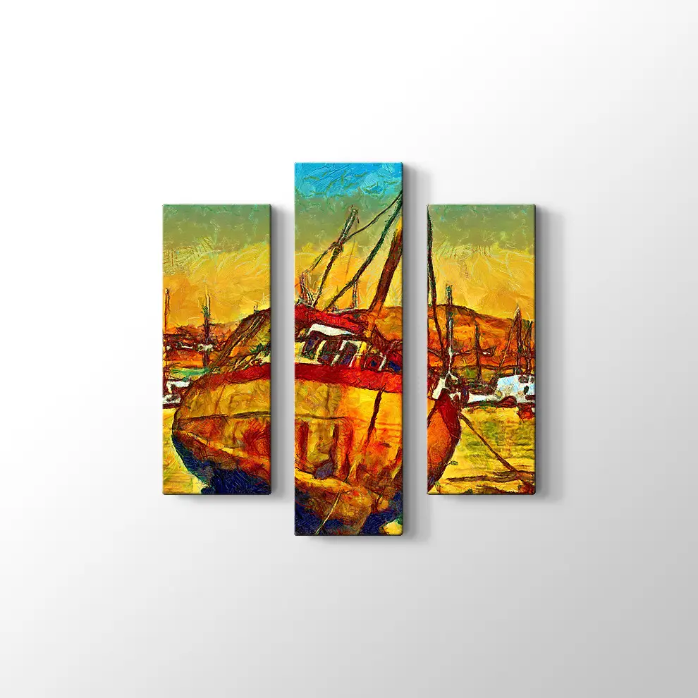 Limanda Bir Gemi Kanvas Tablo
