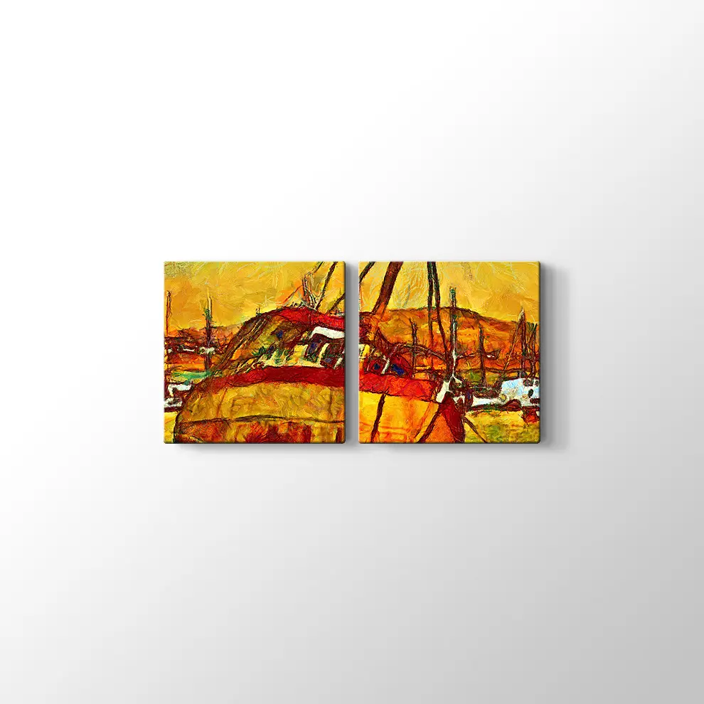 Limanda Bir Gemi Kanvas Tablo